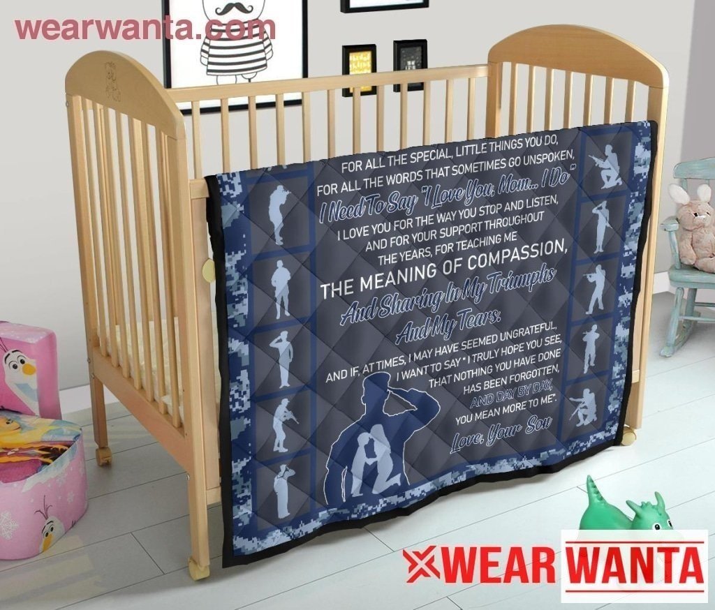 Navy Soldier Veteran To My Mom Quilt Blanket Mom Gift-Gear Wanta
