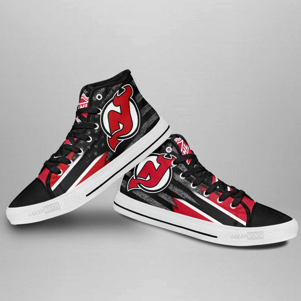 New Jersey Devils High Top Shoes Custom American Flag Sneakers-Gear Wanta