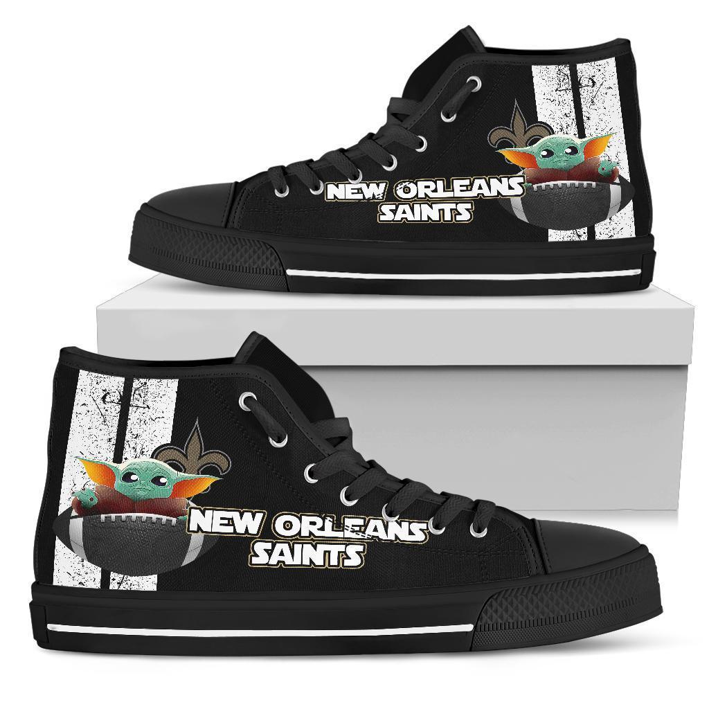 New Orleans Saints Sneakers Baby Yoda High Top Shoes Mixed-Gear Wanta