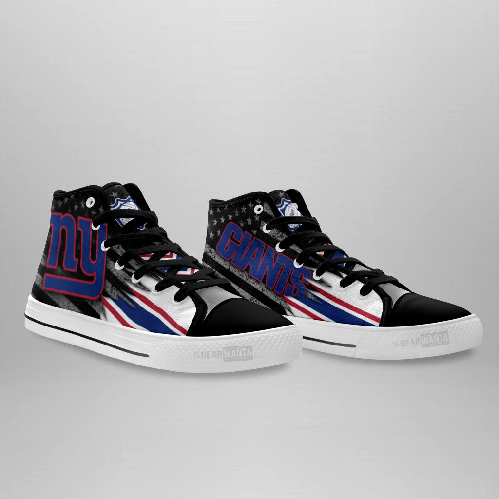 New York Giants High Top Shoes Custom American Flag Sneakers-Gear Wanta