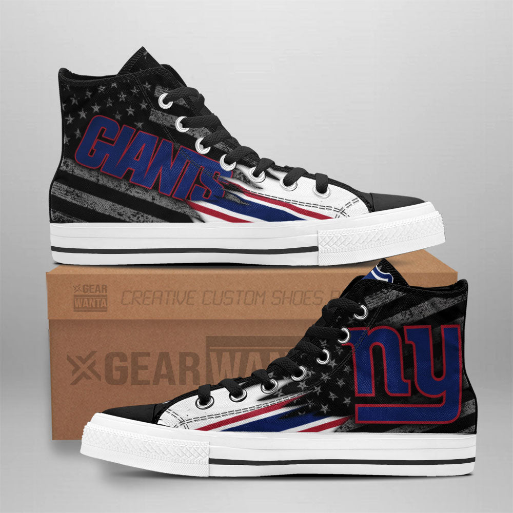 New York Giants High Top Shoes Custom American Flag Sneakers-Gear Wanta