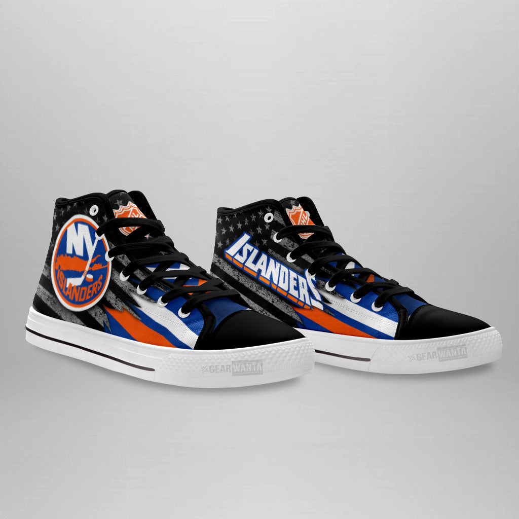 New York Islanders High Top Shoes Custom American Flag Sneakers-Gear Wanta