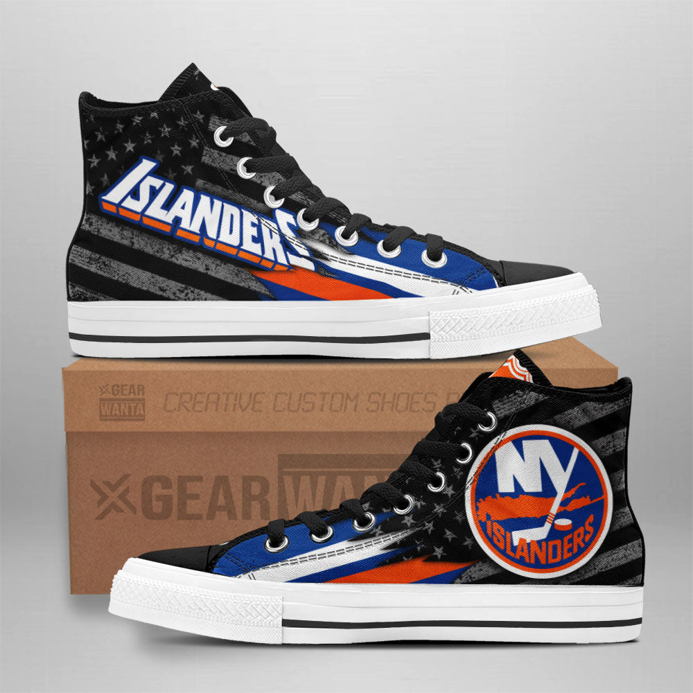 New York Islanders High Top Shoes Custom American Flag Sneakers-Gear Wanta