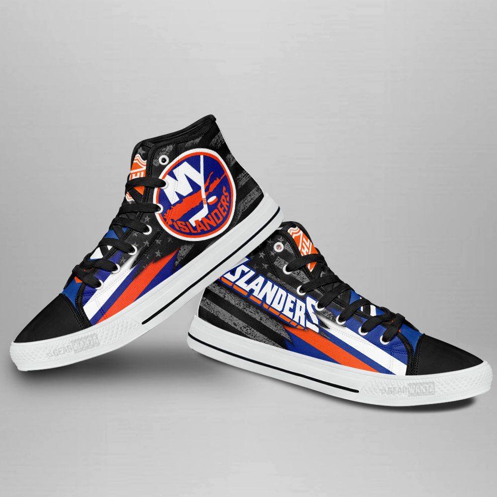 New York Islanders High Top Shoes Custom American Flag Sneakers-Gear Wanta