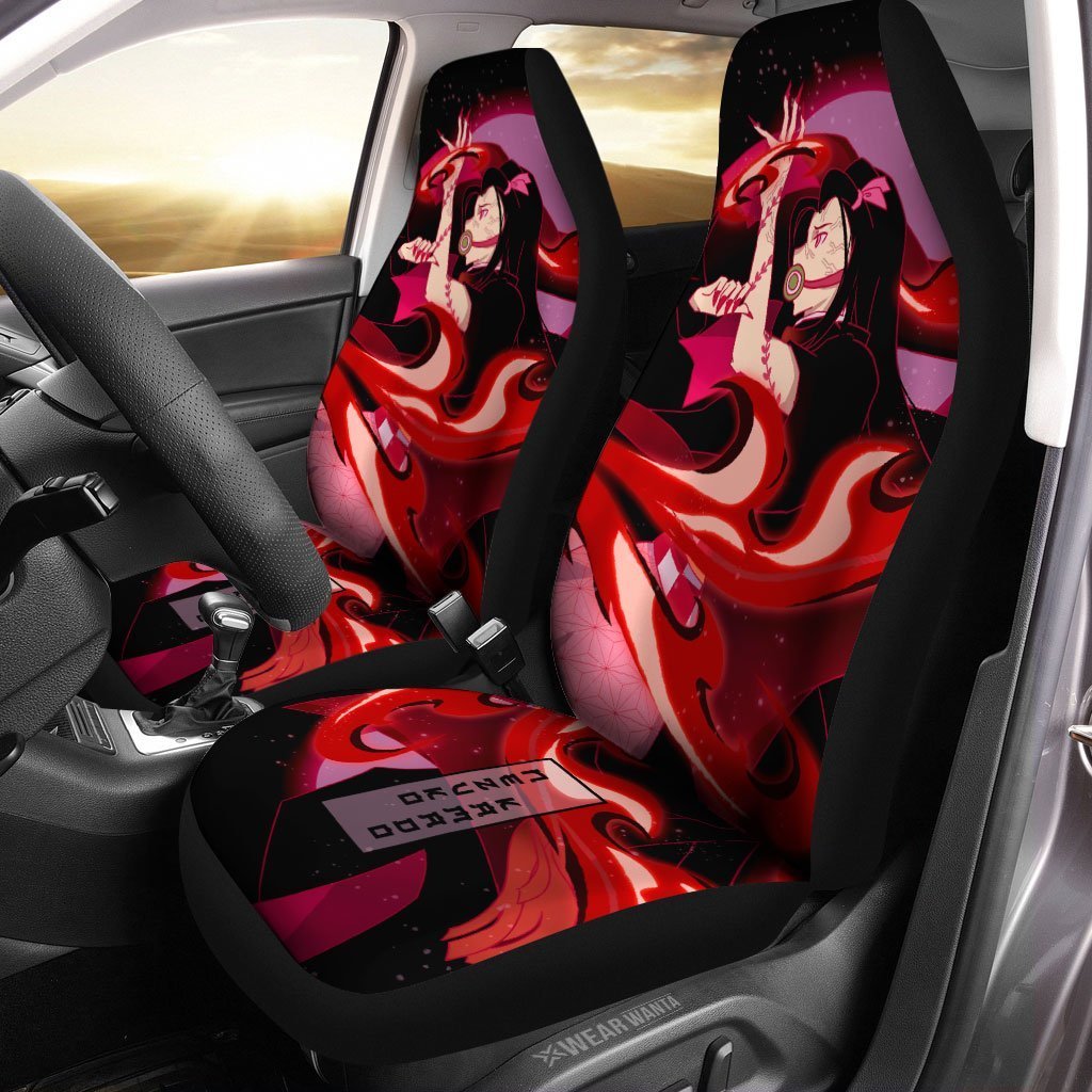 Nezuko Car Seat Covers Demon Blood Arts Demon Slayer Anime Car Accessories-Gear Wanta