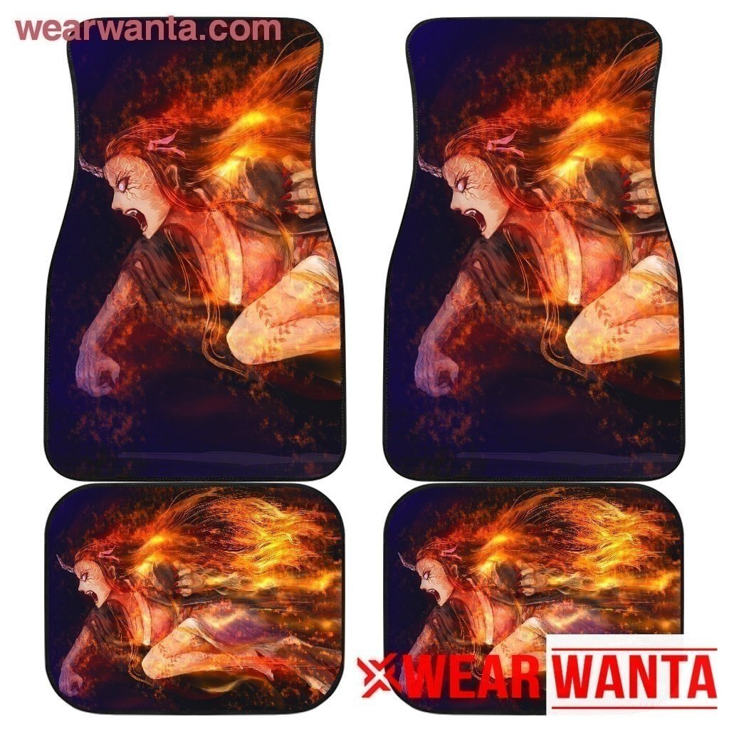 Nezuko Fire Kimetsu No Yaiba Anime Car Floor Mats NH09-Gear Wanta