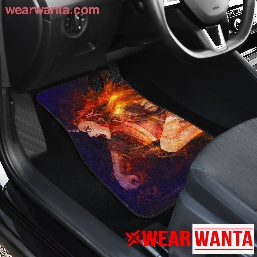 Nezuko Fire Kimetsu No Yaiba Anime Car Floor Mats NH09-Gear Wanta