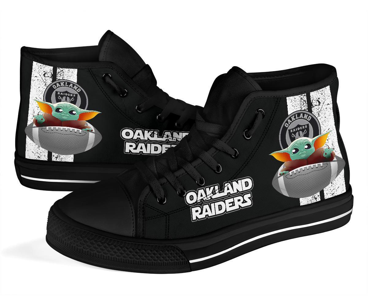 Oakland Raiders Sneakers Baby Yoda High Top Shoes Mixed-Gear Wanta