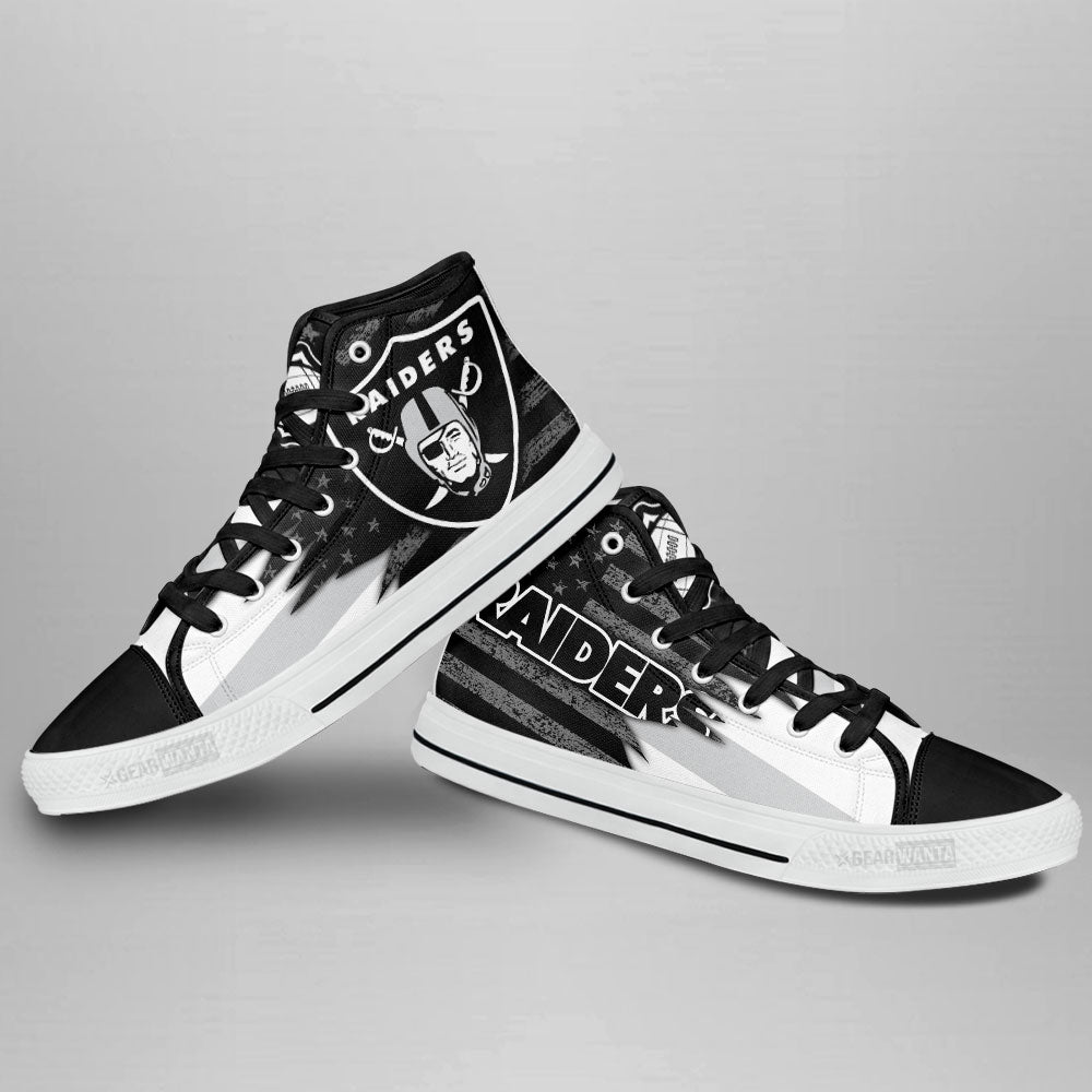 Oakland Raiders High Top Shoes Custom American Flag Sneakers-Gear Wanta