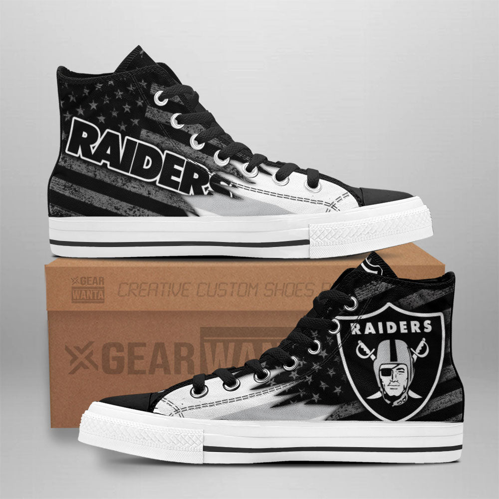 Oakland Raiders High Top Shoes Custom American Flag Sneakers-Gear Wanta