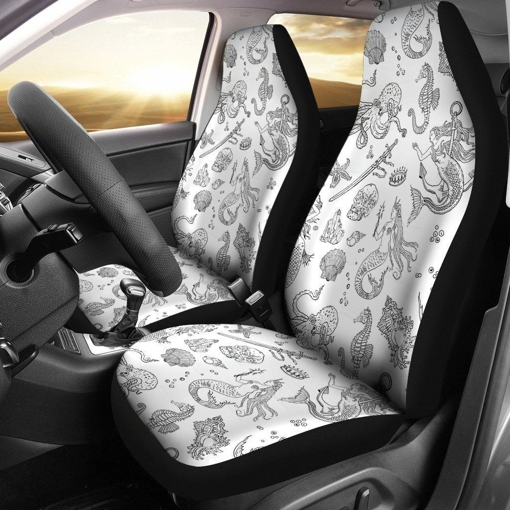 Ocean Sea Animals Black & White Car Seat Covers LT03-Gear Wanta