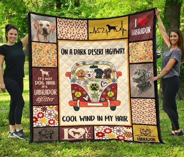 On Dark Desert Hippie Van Labrador Quilt Blanket Dog Lover-Gear Wanta