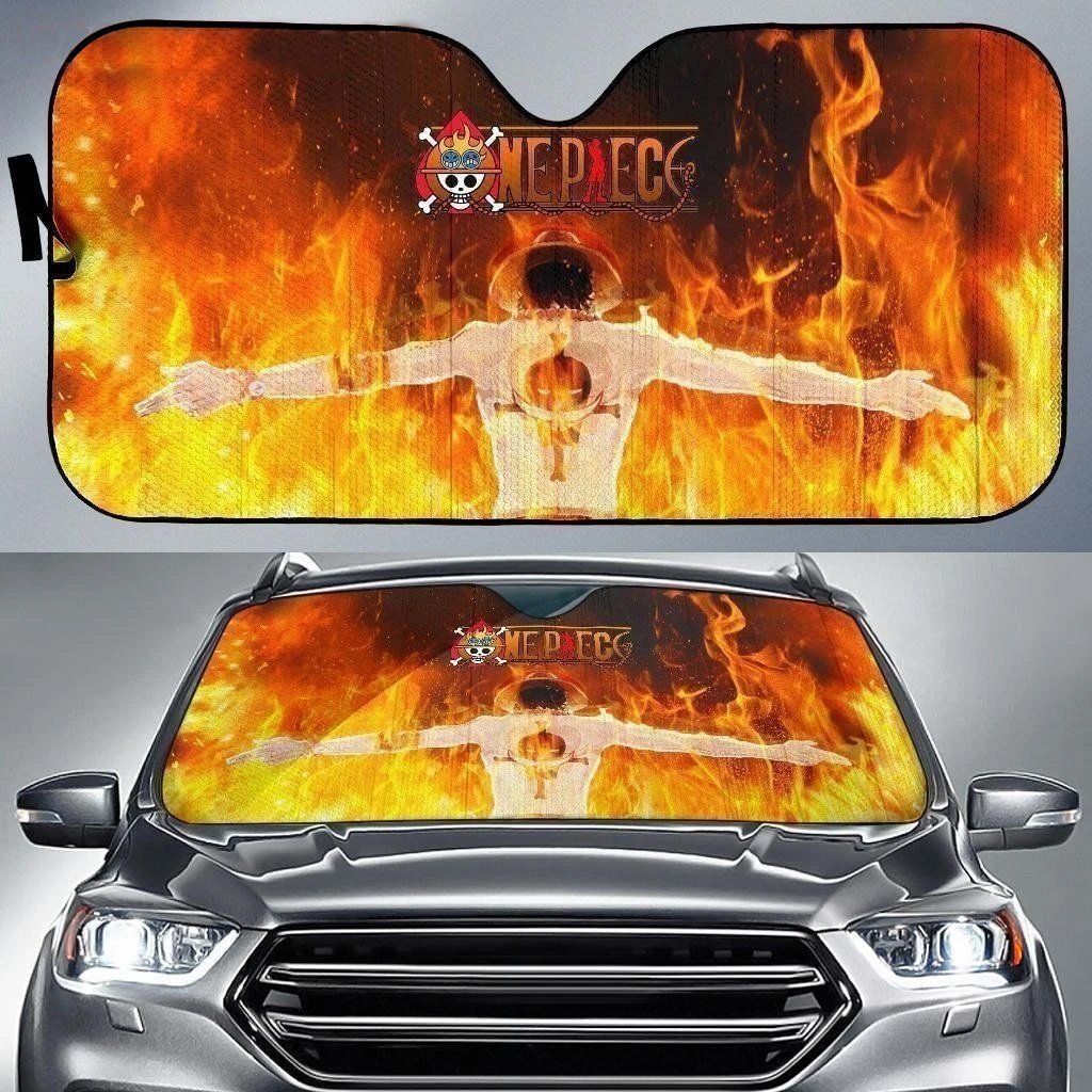 One Piece Ace On Fire Car Sun Shade NH06-Gear Wanta