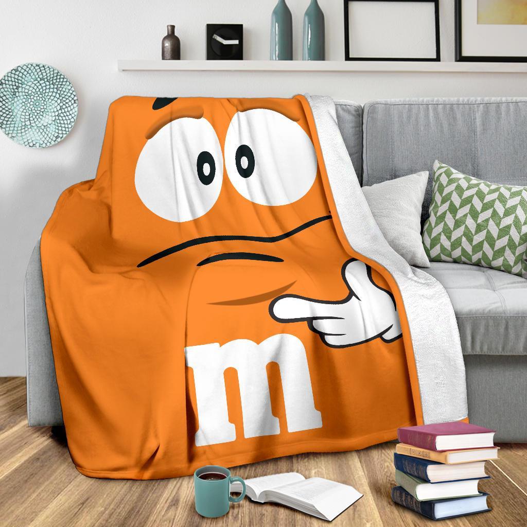 Orange M&M Fleece Blanket Custom Bed Home Decoration-Gear Wanta