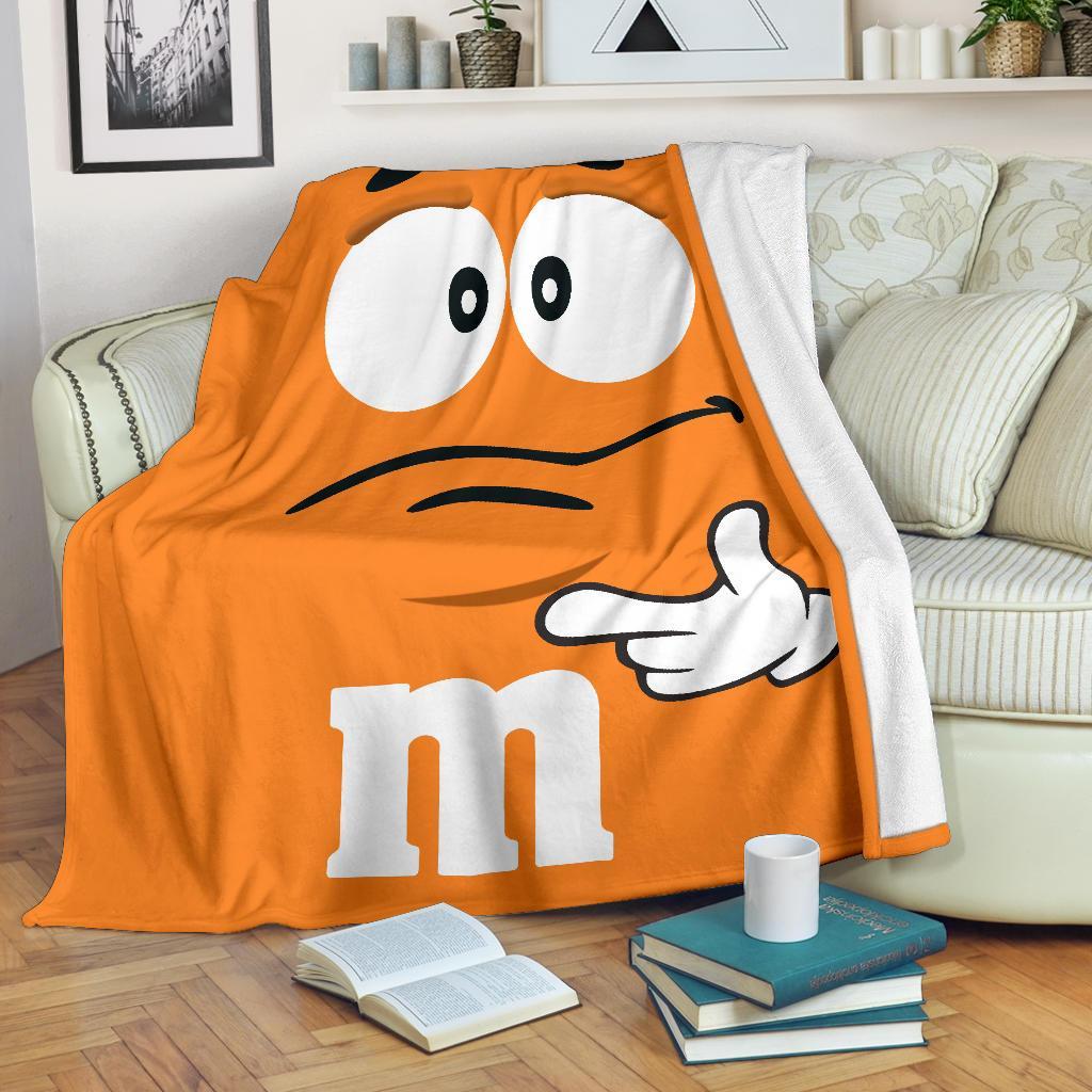 Orange M&M Fleece Blanket Custom Bed Home Decoration-Gear Wanta