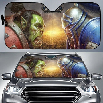 Orc Vs Human World Of Warcraft Car Sun Shade-Gear Wanta