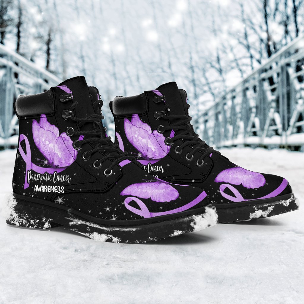 Pancreatic Cancer Awareness Boots Ribbon Butterfly Shoes-Gear Wanta
