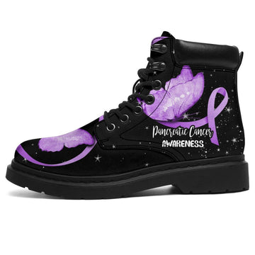 Pancreatic Cancer Awareness Boots Ribbon Butterfly Shoes-Gear Wanta