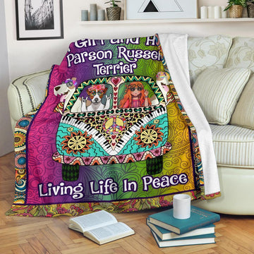 Parson Russell Dog Hippie Van Fleece Blanket-Gear Wanta