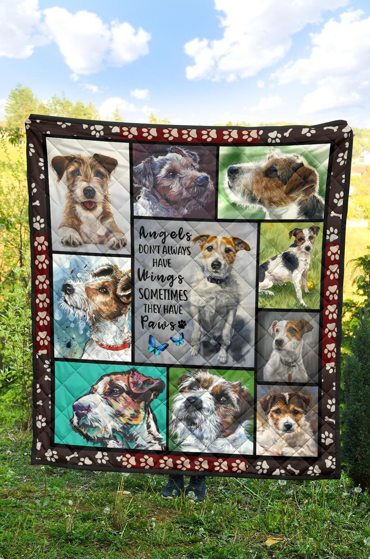 Parson Russell Dog Quilt Blanket Angels Sometimes Have Paws-Gear Wanta