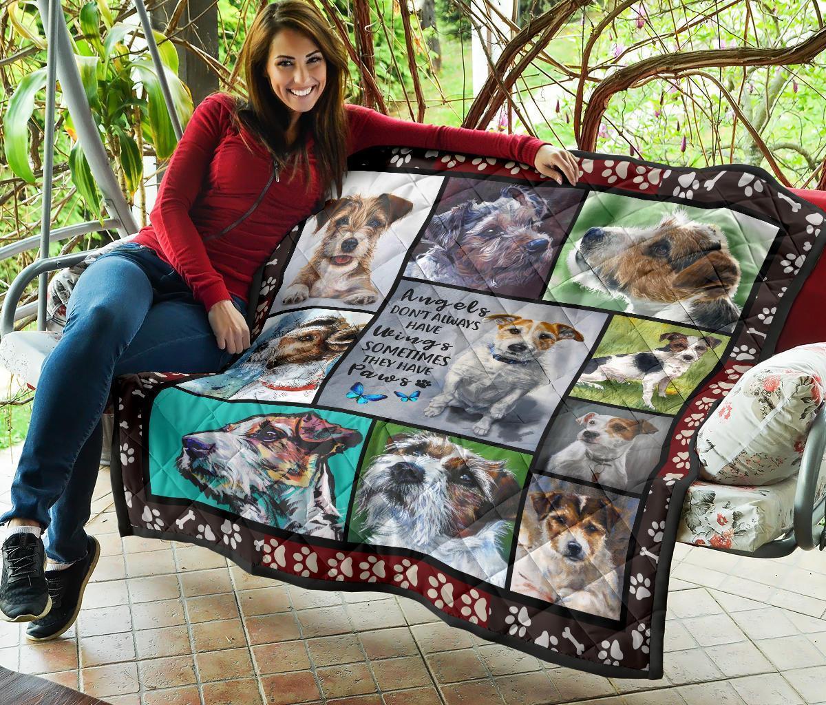 Parson Russell Dog Quilt Blanket Angels Sometimes Have Paws-Gear Wanta
