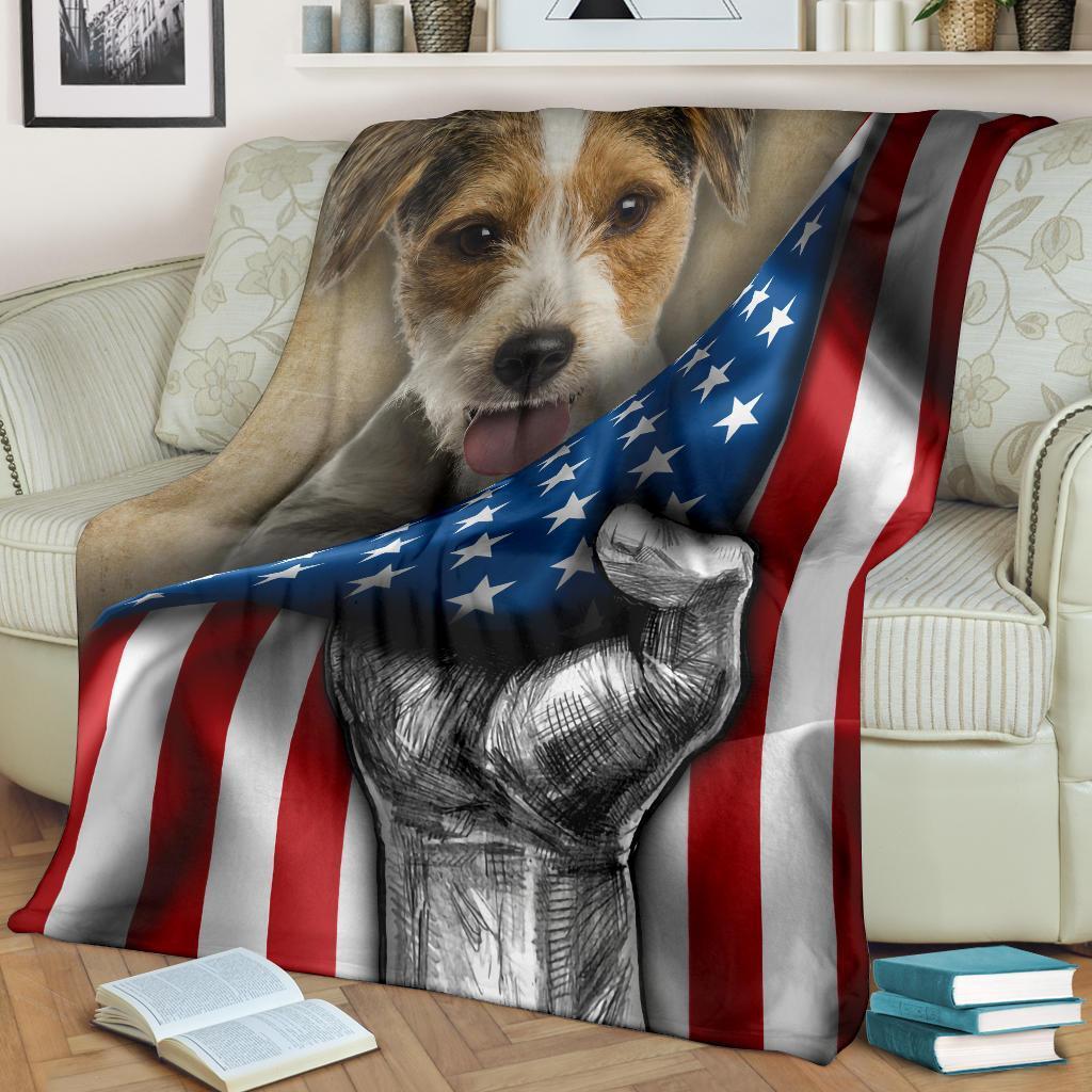 Parson Russell Fleece Blanket American Flag-Gear Wanta
