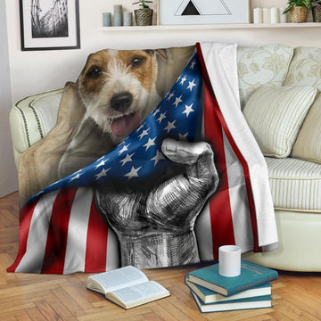 Parson Russell Fleece Blanket American Flag-Gear Wanta