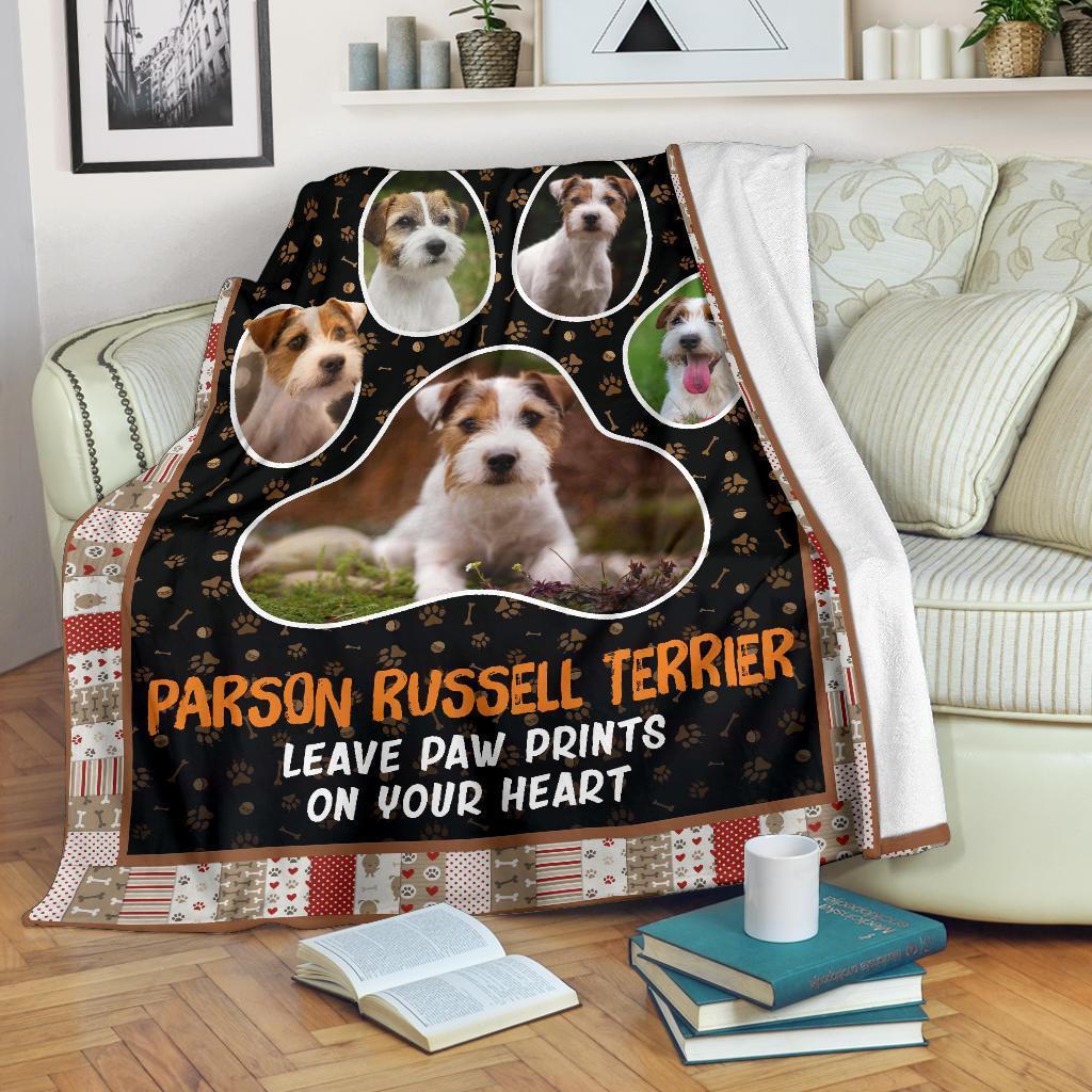 Parson Russell Leave Paw Prints On Your Heart Fleece Blanket-Gear Wanta