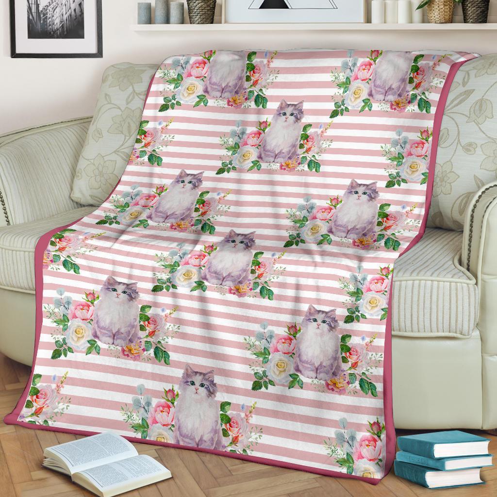 Pattern Floral Cat Fleece Blanket For Cat Lover-Gear Wanta