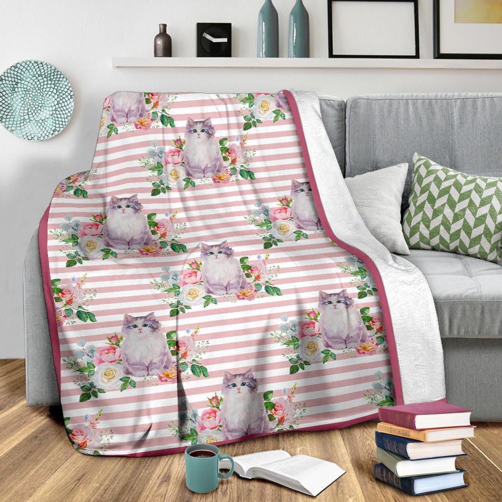 Pattern Floral Cat Fleece Blanket For Cat Lover-Gear Wanta