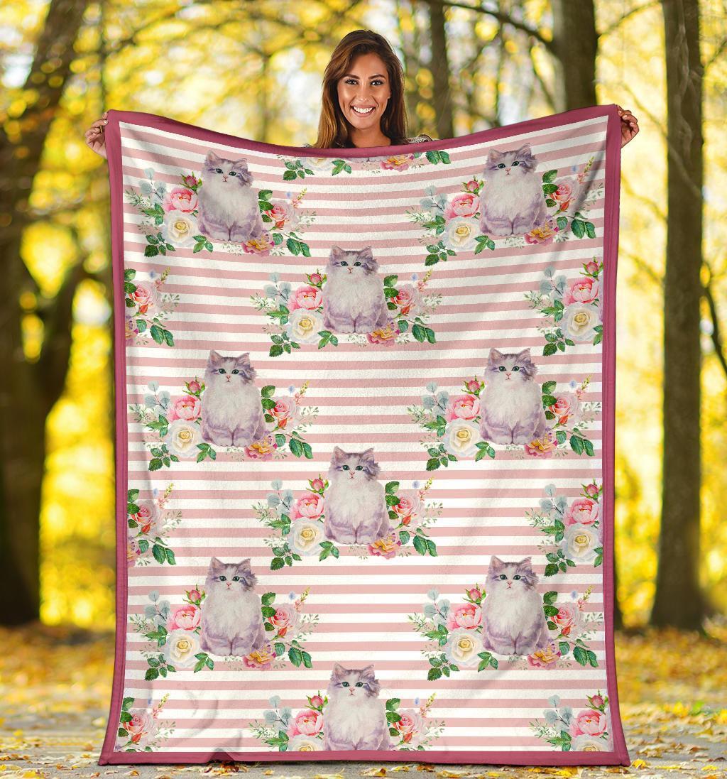 Pattern Floral Cat Fleece Blanket For Cat Lover-Gear Wanta