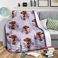 Pattern Floral Dachshund Dog Fleece Blanket-Gear Wanta