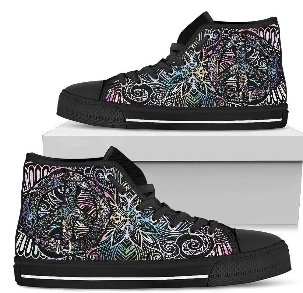 Peace Sign Hippie Style Women's Sneaker High Top-Gear Wanta