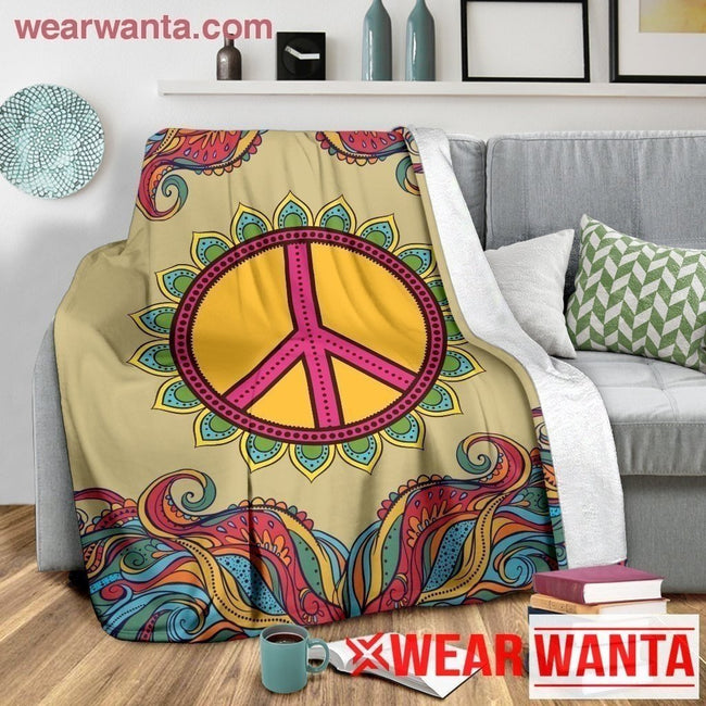 Peace Symbol Blanket Custom Hippie Home Decoration-Gear Wanta