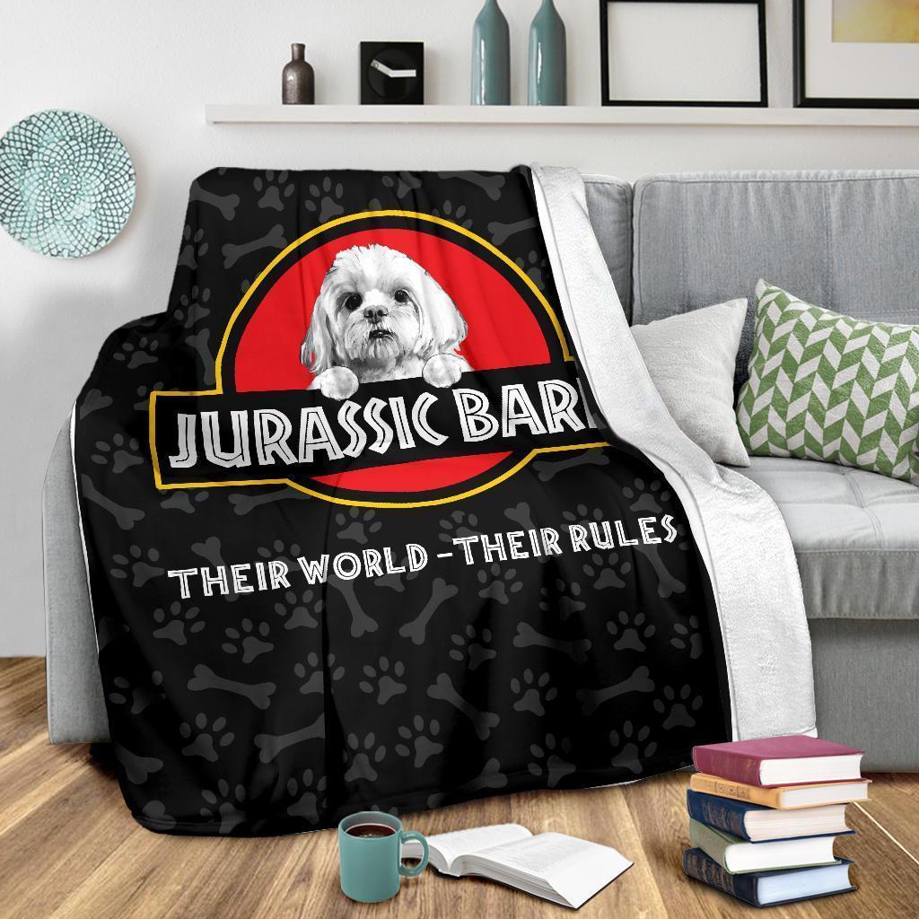 Peekapoo Dog Fleece Blanket Jurassic Bark Mixed Breed Dog-Gear Wanta