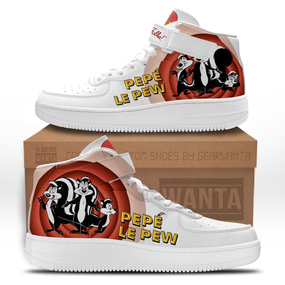 Pepe Le Pew Air Mid Shoes Custom Looney Tunes Sneakers-Gear Wanta