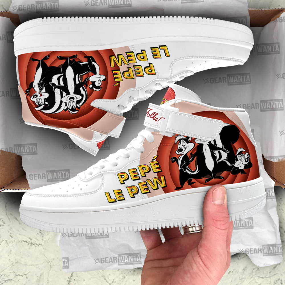 Pepe Le Pew Air Mid Shoes Custom Looney Tunes Sneakers-Gear Wanta