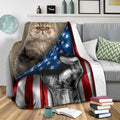 Persian Cat American Flag Fleece Blanket-Gear Wanta