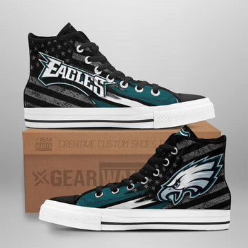 Philadelphia Eagles High Top Shoes Custom American Flag Sneakers-Gear Wanta