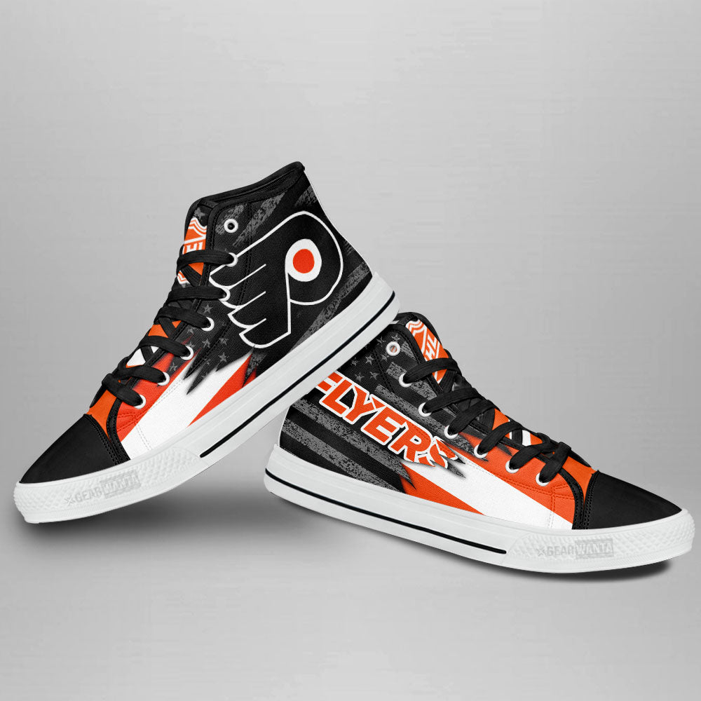 Philadelphia Flyers High Top Shoes Custom American Flag Sneakers-Gear Wanta