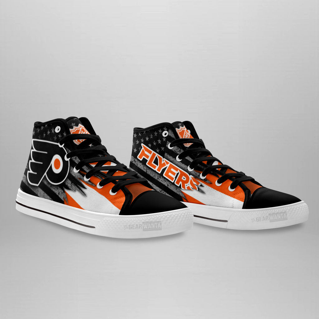Philadelphia Flyers High Top Shoes Custom American Flag Sneakers-Gear Wanta