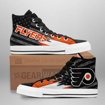 Philadelphia Flyers High Top Shoes Custom American Flag Sneakers-Gear Wanta