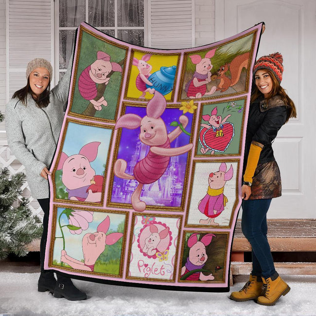 Piglet Fleece Blanket Custom Winnie The Pooh Fan Home Decoration-Gear Wanta