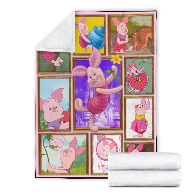 Piglet Fleece Blanket Custom Winnie The Pooh Fan Home Decoration-Gear Wanta