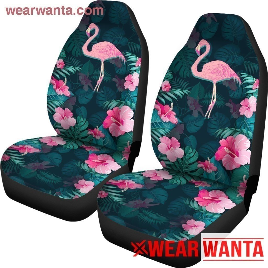 Pink Flamingo & Hibiscus Car Seat Covers-Gear Wanta