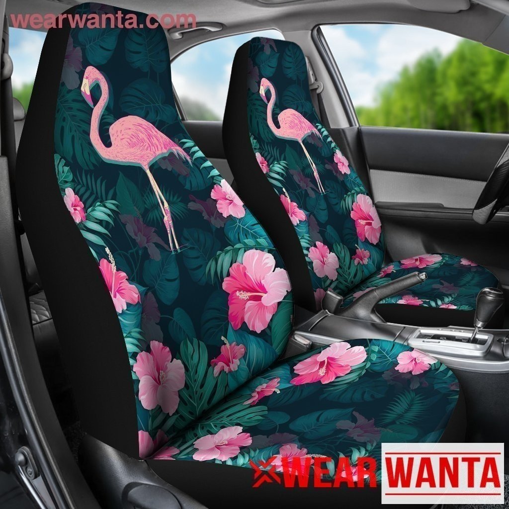 Pink Flamingo & Hibiscus Car Seat Covers-Gear Wanta