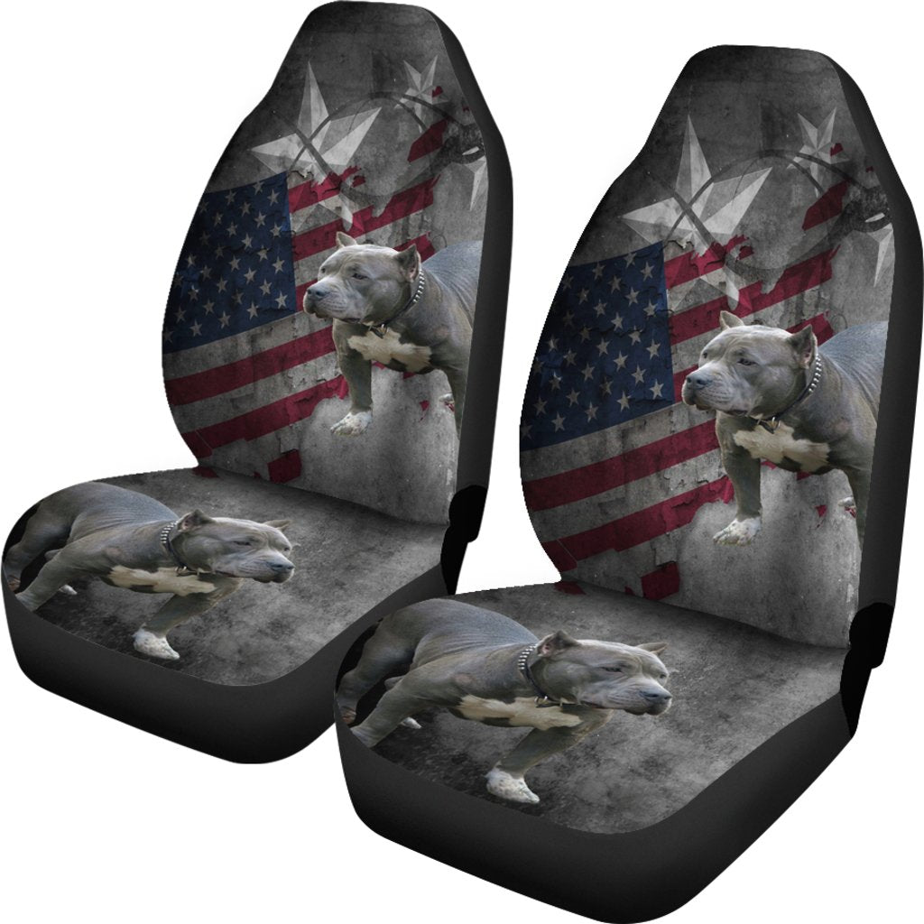 Pit Bull Car Seat Covers Custom American Flag Car Accessories-Gear Wanta
