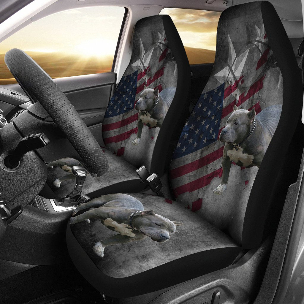 Pit Bull Car Seat Covers Custom American Flag Car Accessories-Gear Wanta