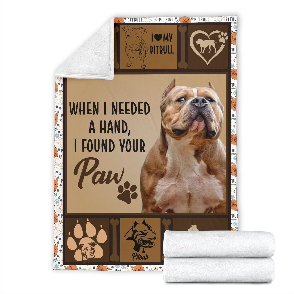 Pit Bull Dog Fleece Blanket I Found Your Paw-Gear Wanta