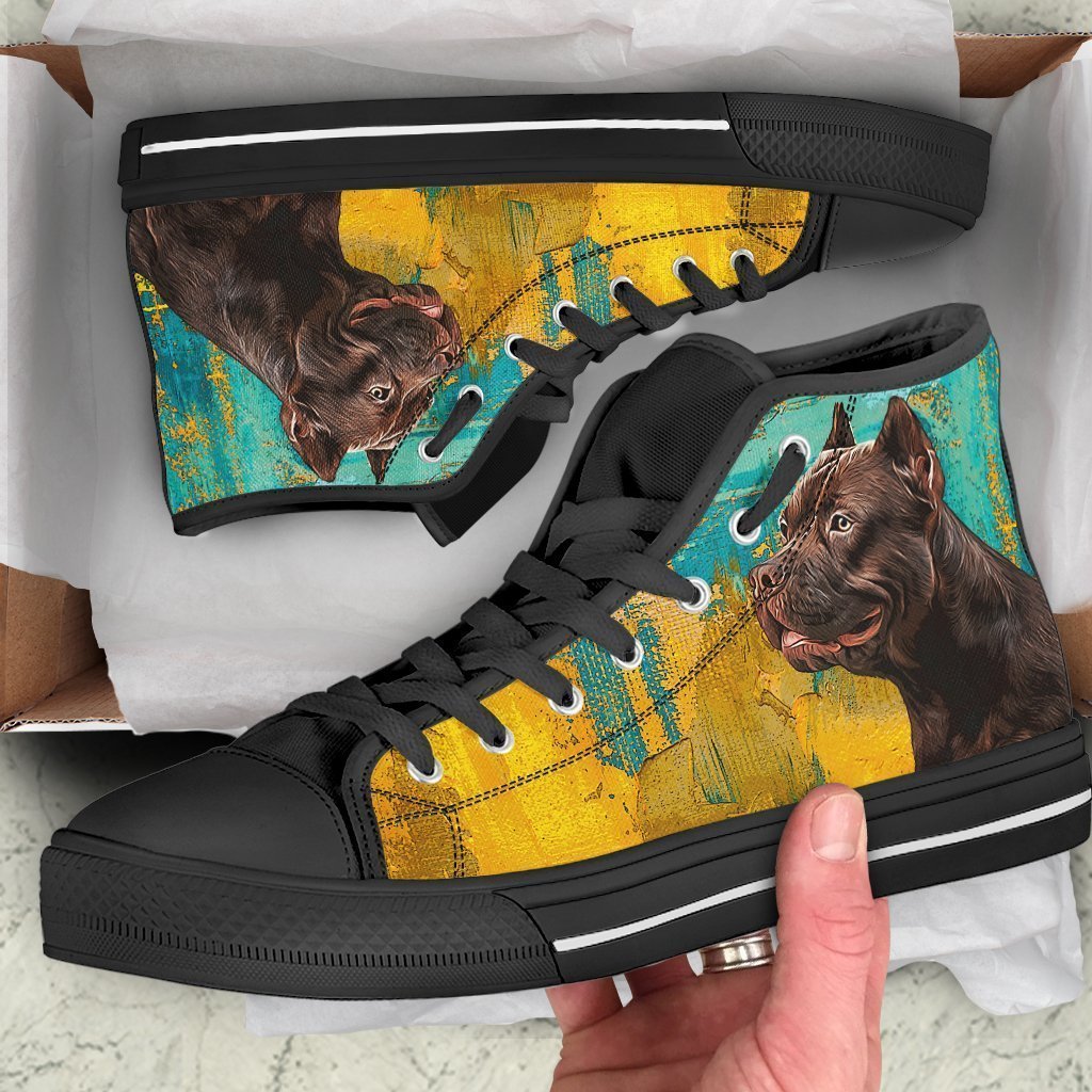 Pit Bull Dog Sneakers Bully High Top Shoes-Gear Wanta